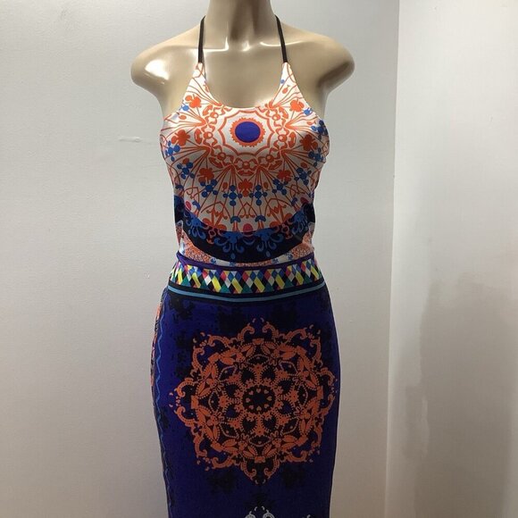 Halter Tie Size Medium Printed Maxi Dress Preloved - Picture 7 of 10